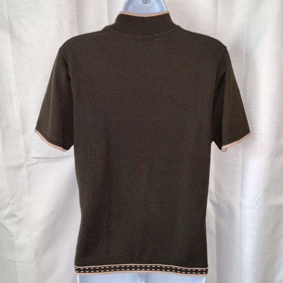 EUC- TAHARI ASL Pink Trim Mock Neck Sweater!! - Picture 3 of 6